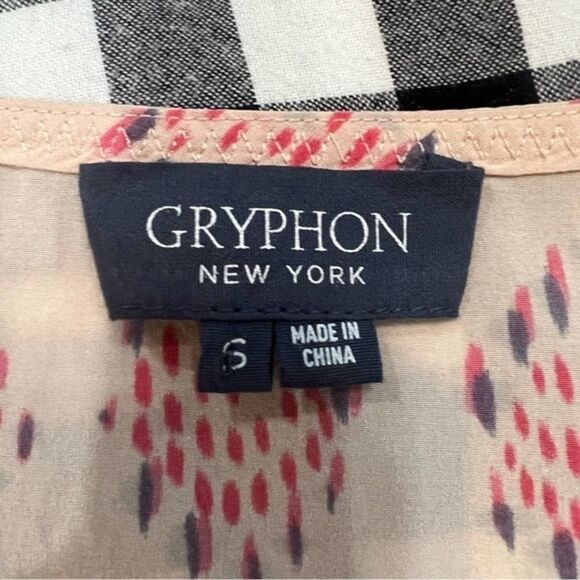 Gryphon New York Pink Printed Short Sleeve silk Sequin Pocket Tee Top size small - Picture 8 of 11